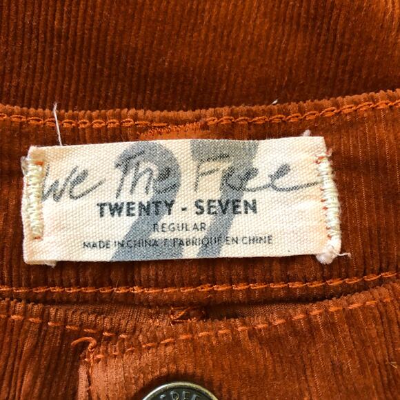 Corduroy Pants Raw Hem Burnt Orange Size 27 - Picture 5 of 7